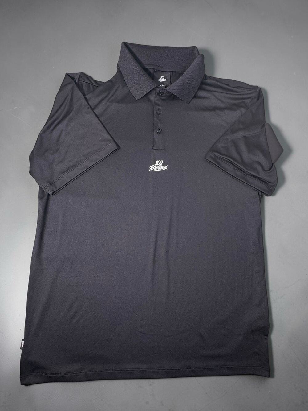 100 Thieves Men’s XXL Black Polo Shirt Performance Stretch Logo Casual Golf
